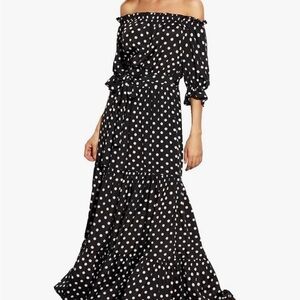 R.Vivimos Women Summer Off Shoulder Polka Dot Long
Dresses 2XL Black